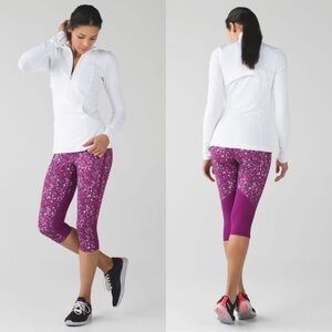 Lululemon Real Quick Crop Leggings Paradise Camo Regal Plum Womens Size 6